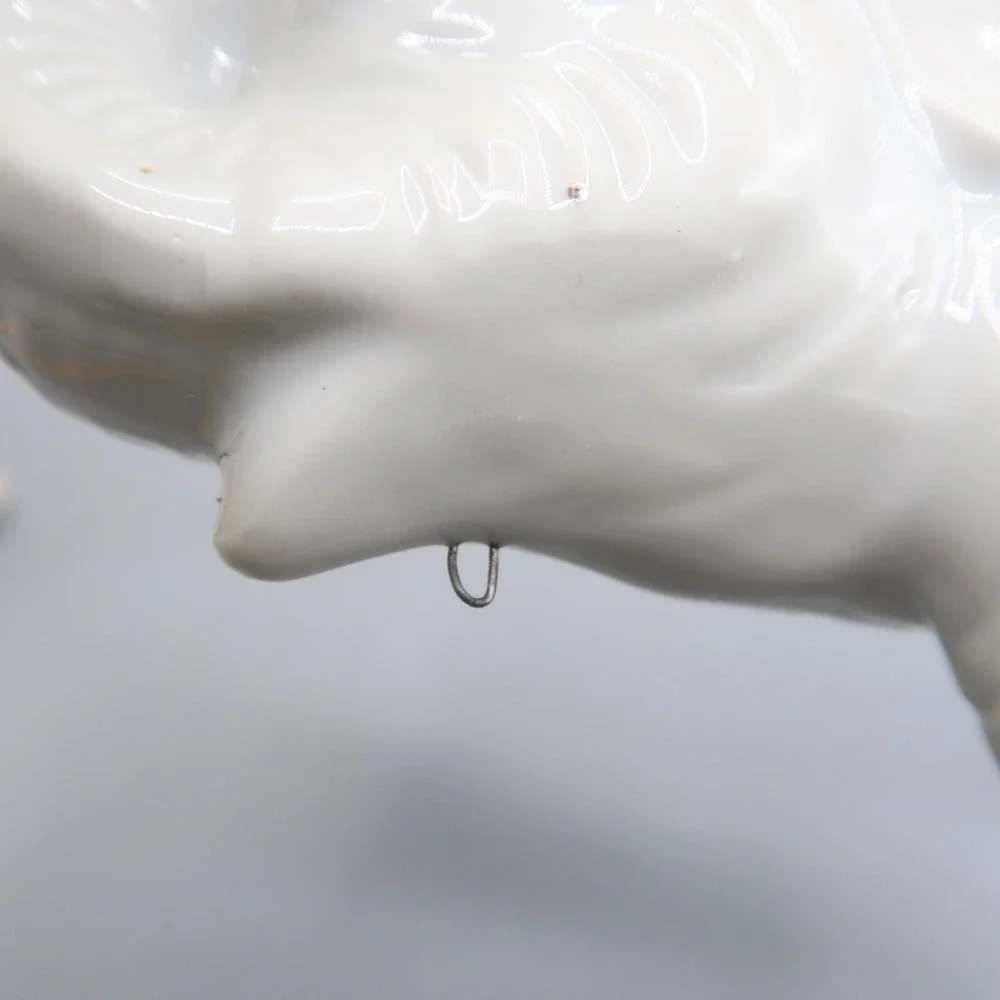 2 White Ceramic Elephant Figurine Trunk Up‎ Tusks 6in & 4in Lot of 2 set
